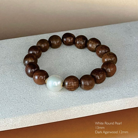 Ella South Sea Pearl & Wood bracelets