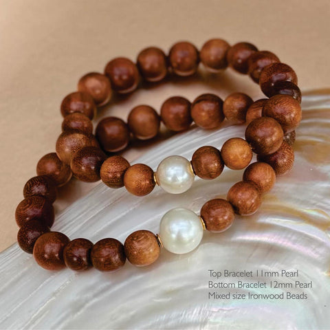 Ella South Sea Pearl & Wood bracelets