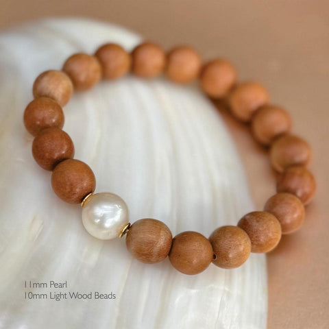 Ella South Sea Pearl & Wood bracelets