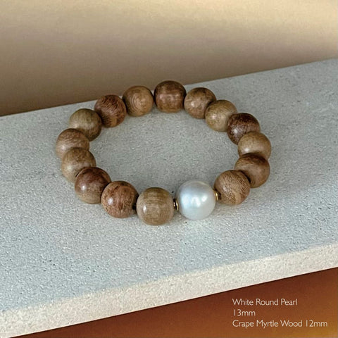 Ella South Sea Pearl & Wood bracelets