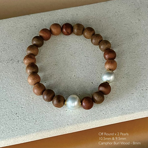 Ella South Sea Pearl & Wood bracelets