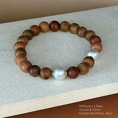 Ella South Sea Pearl & Wood bracelets