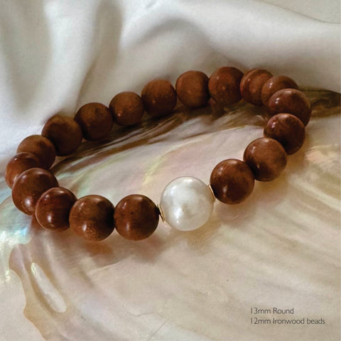 Ella South Sea Pearl & Wood bracelets