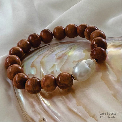 Ella South Sea Pearl & Wood bracelets