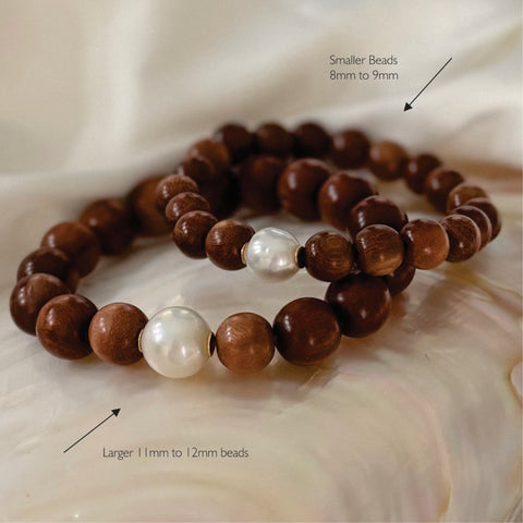 Ella South Sea Pearl & Wood bracelets