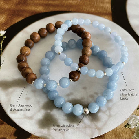 Aquamarine Beaded Bracelets | Mala Elements