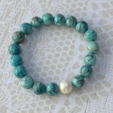 Turquoise Single Pearl Bracelet