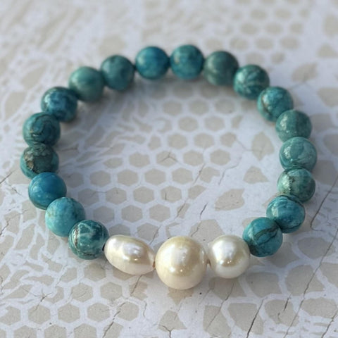 Turquoise Multi Pearl Bracelet
