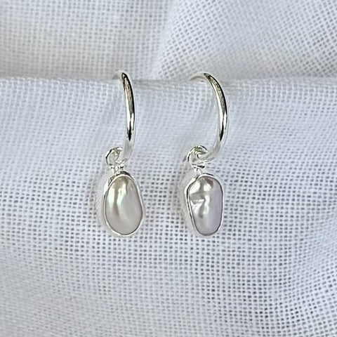Keshi Pearl Tiny Hoop Earrings