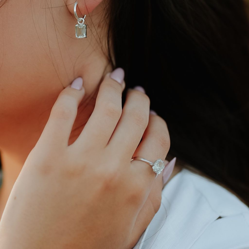 Green Hoop Earrings | Amethyst Hoop Earrings | Mala Elements