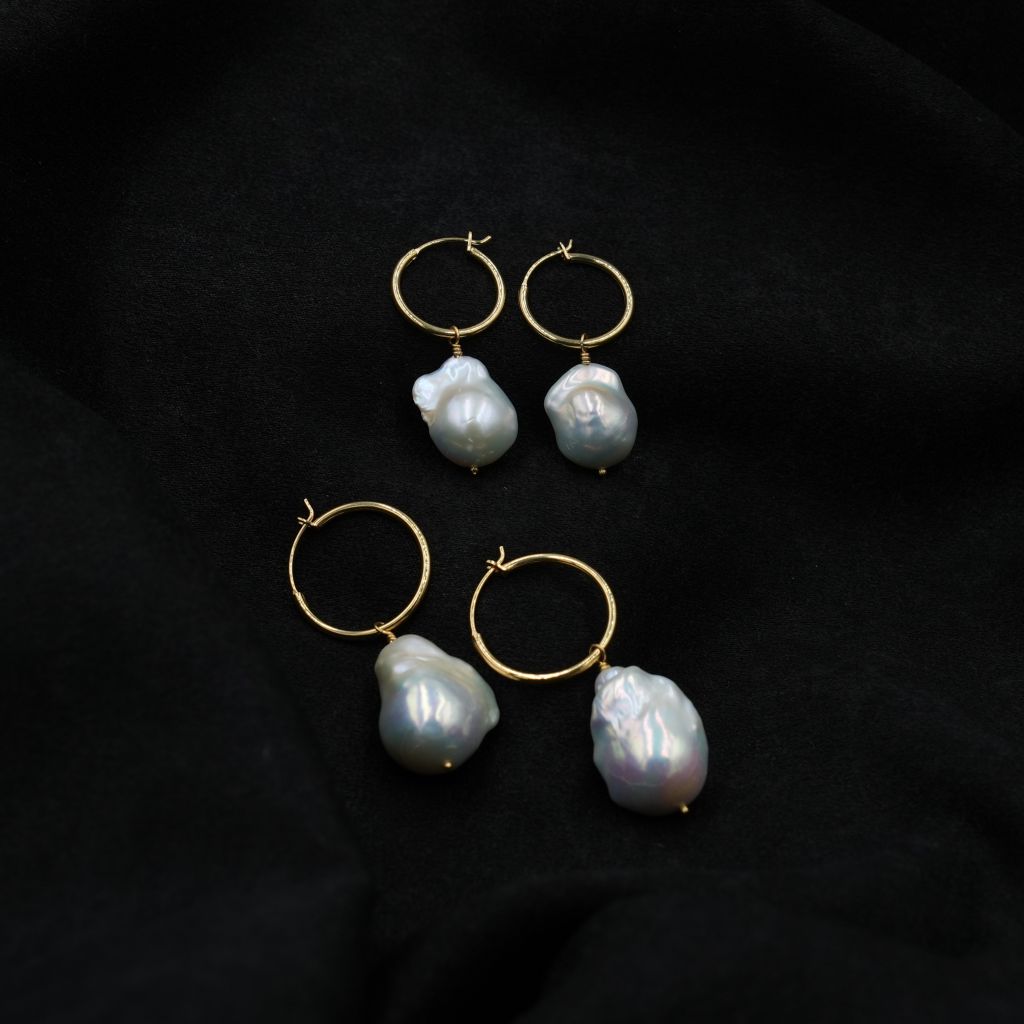 Pearl Hoop Earrings | Baroque Hoop Earrings | Mala Elements