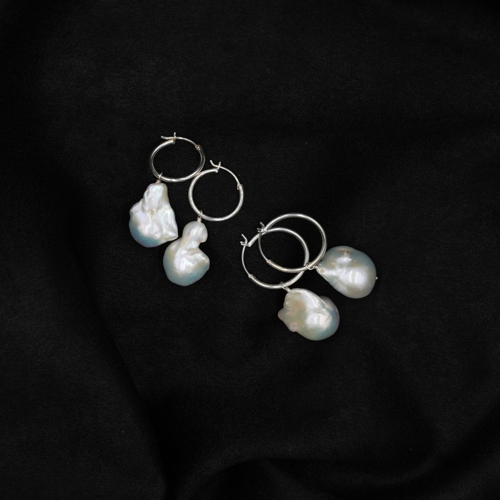 Pearl Hoop Earrings | Baroque Hoop Earrings | Mala Elements