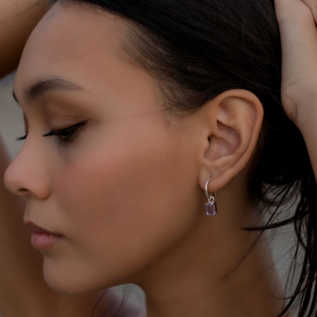 Amethyst Hoop Earrings | Light Hoop Earrings | Mala Elements