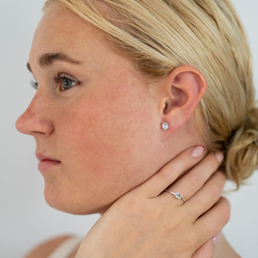 Aquamarine Stud Earrings | Fine Stud Earrings | Mala Elements