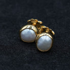 Pearl Stud Earrings | Biwa Studd Earrings | Mala Elements