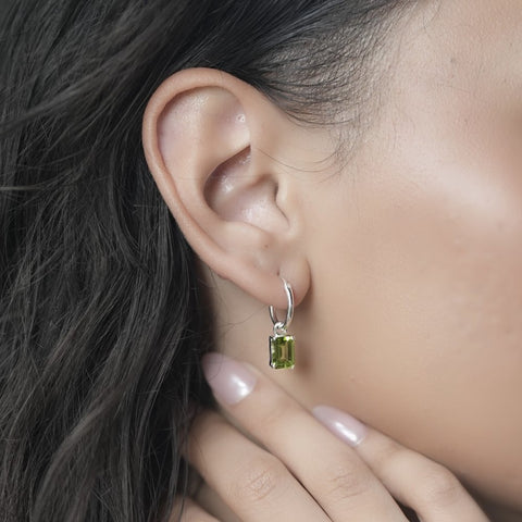 Peridot Tiny Hoop Earrings