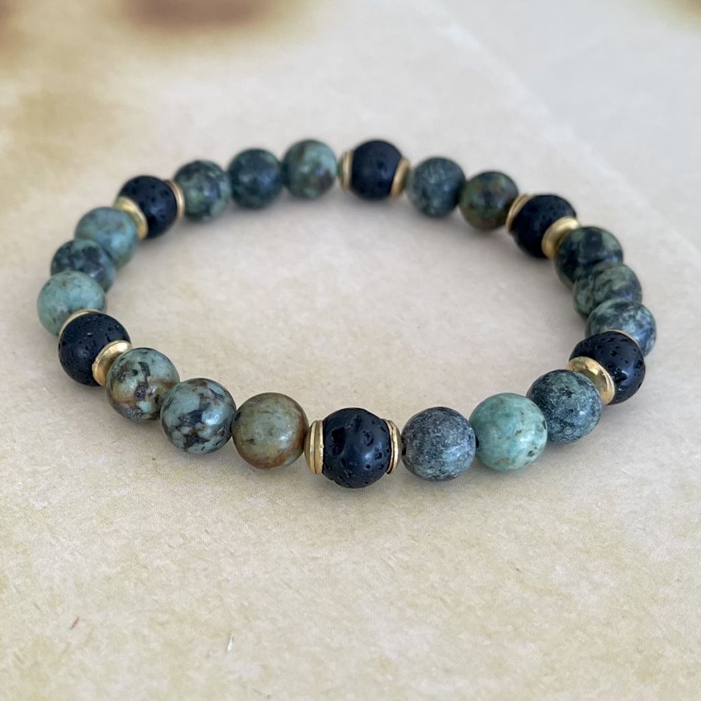 Unisex Turquoise Bracelets | Lava and African Bracelet | Mala Elements