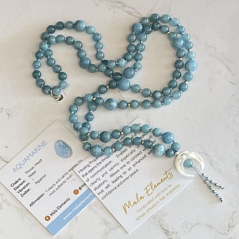 Chandra Aquamarine Mala | Mala Elements