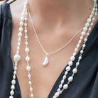 Biwa Pearl Chain | Sterling Silver Pendant | Mala Elements