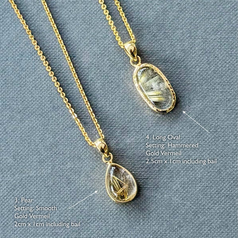 Golden Rutilated Quartz Pendant Necklaces