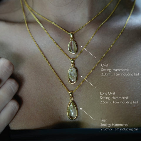 Golden Rutilated Quartz Pendant Necklaces
