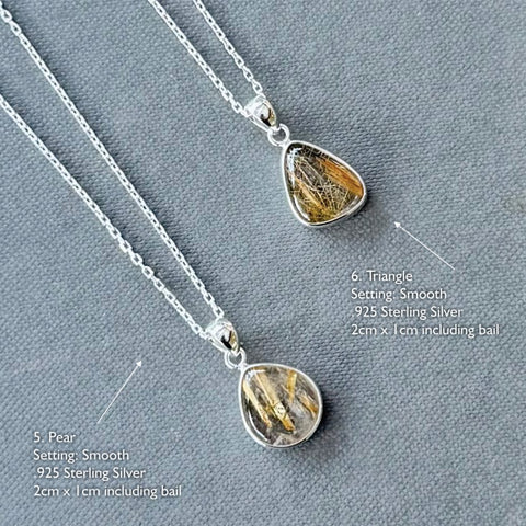 Golden Rutilated Quartz Pendant Necklaces