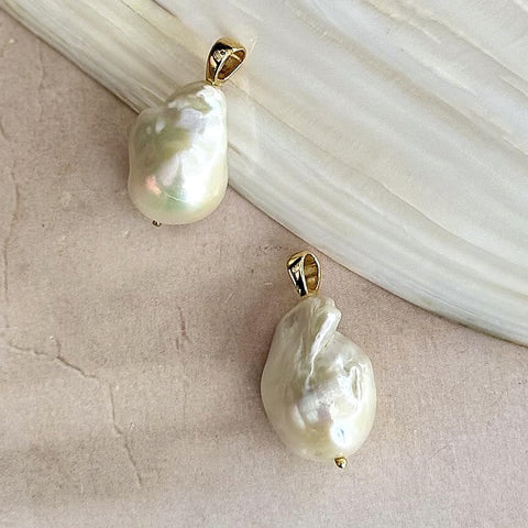 White Baroque Pearl in Gold Vermeil