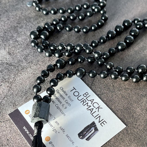 Black Tourmaline Mala | 108 Bead Tourmaline Mala | Mala Elements