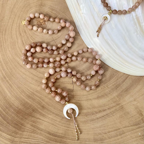 Chandra Peach Moonstone Mala