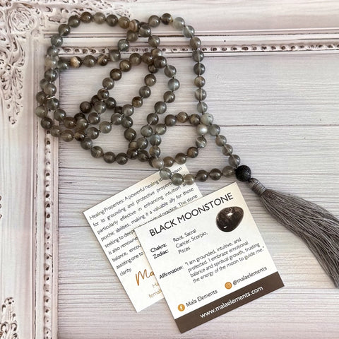 Black Moonstone Mala