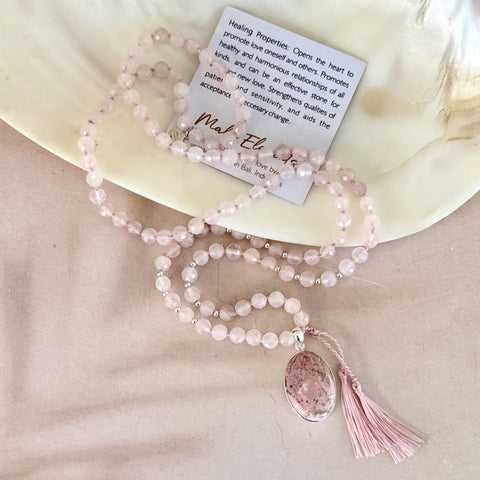 Rose Quartz & Rhodochrosite Mala
