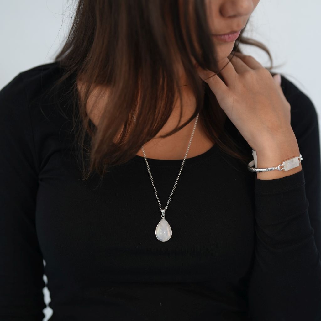 Bali Moonstone Pendant and Chain | Mala Elements