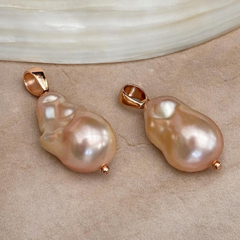 Blush Pink Baroque Pearl in Rose Gold Vermeil