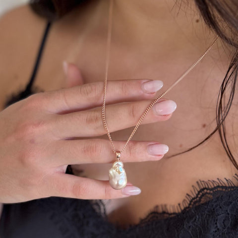 Blush Pink Baroque Pearl in Rose Gold Vermeil