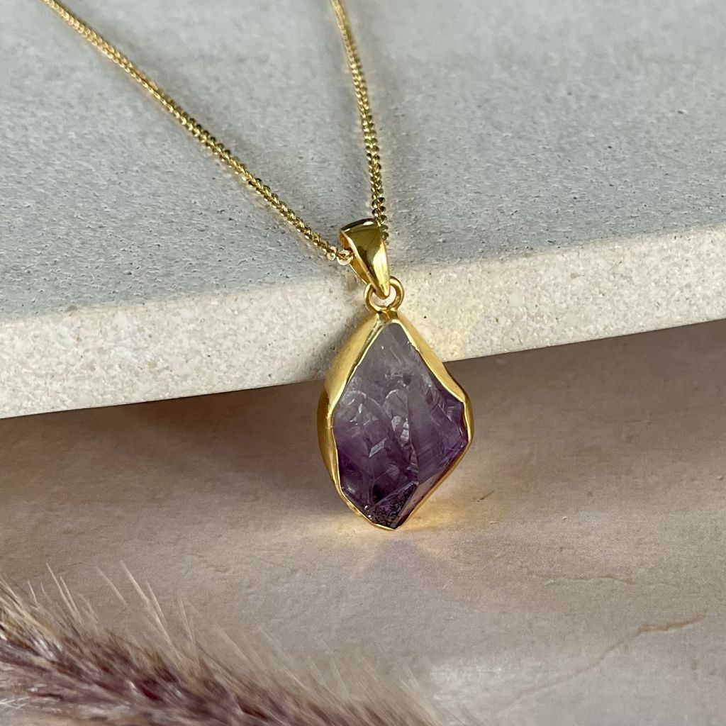 Amethyst Crystal Pendants | Citrine and Amethyst Chain | Mala Elements