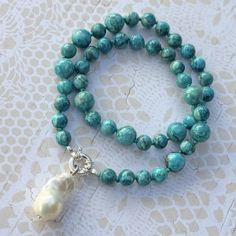Turquoise Baroque Pearl Necklace