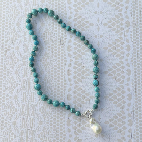 Turquoise Baroque Pearl Necklace