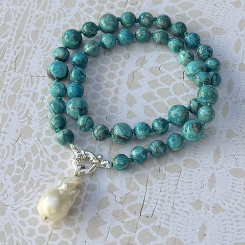 Turquoise Baroque Pearl Necklace