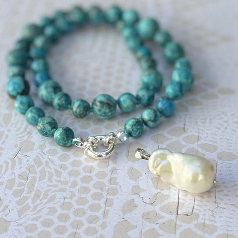 Turquoise Baroque Pearl Necklace