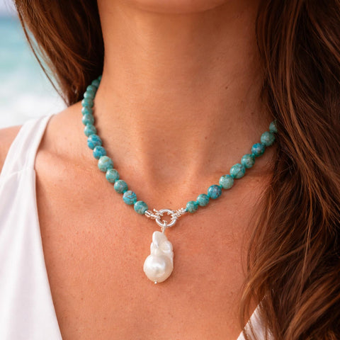 Turquoise Baroque Pearl Necklace