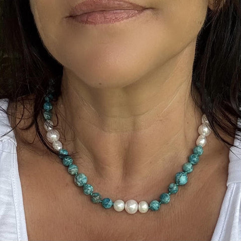Turquoise Multi Pearl Necklace
