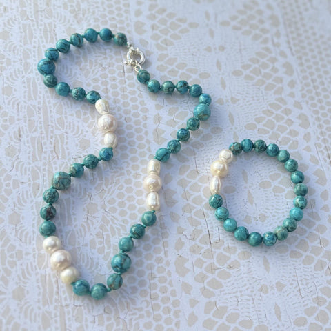 Turquoise Multi Pearl Necklace
