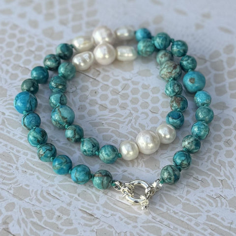 Turquoise Multi Pearl Necklace