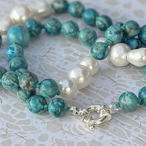 Turquoise Multi Pearl Necklace