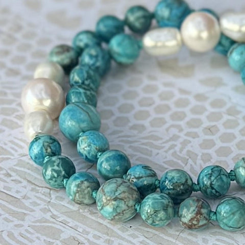 Turquoise Multi Pearl Necklace