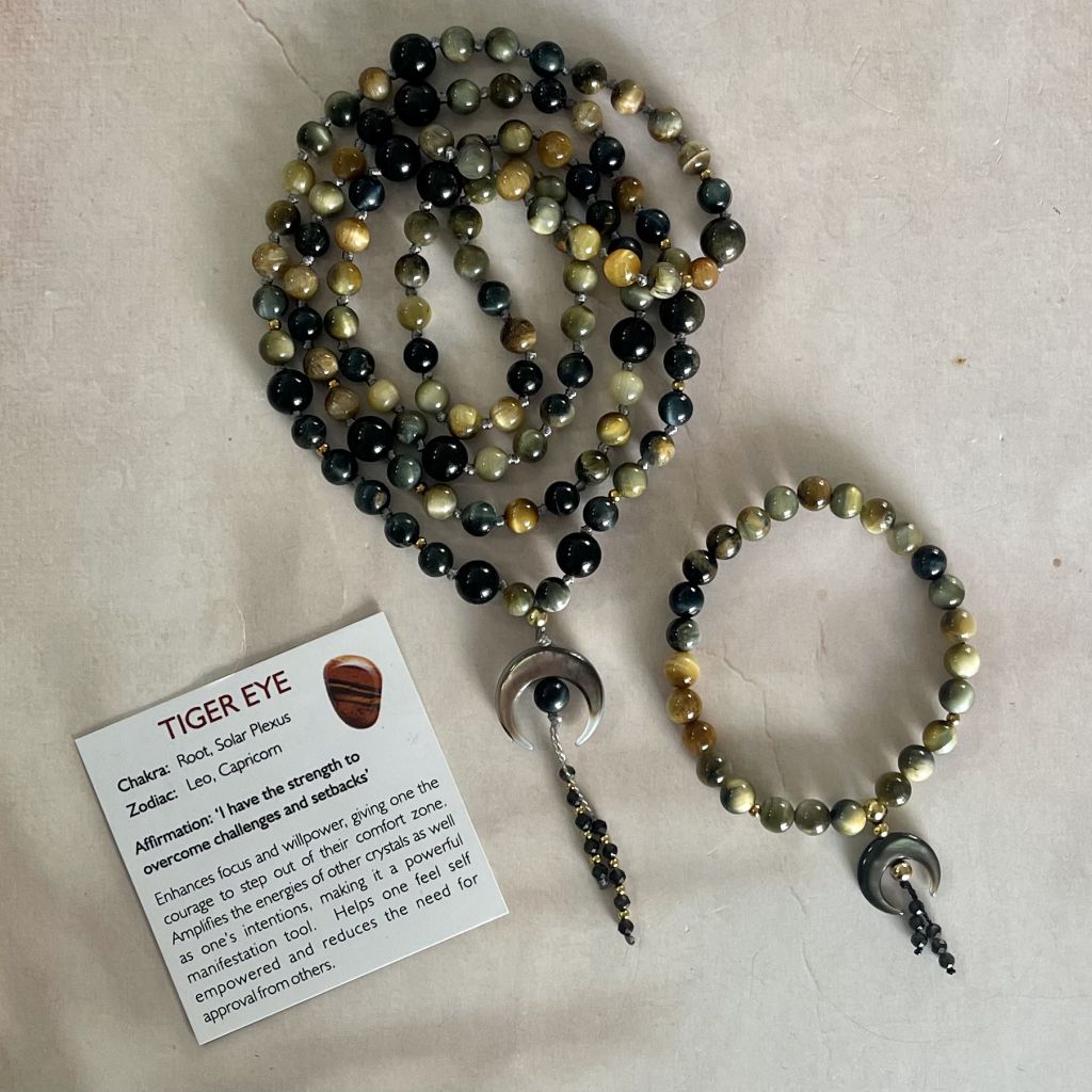 Brown Tiger Eye Mala | Chandra Tiger Eye Mala | Mala Elements