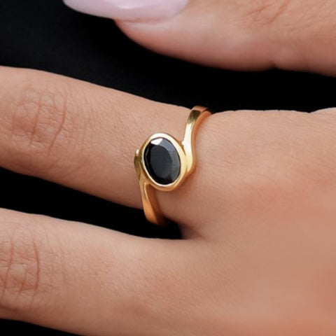 Black Spinel Wave Ring