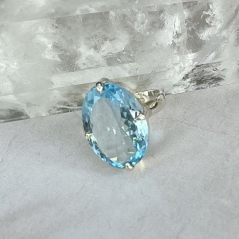 Large Blue Topaz Ring Cocktail Ring