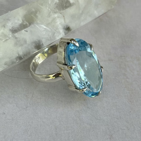 Large Blue Topaz Ring Cocktail Ring