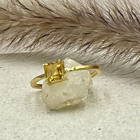 Square Citrine Rings | Square Fine Rings | Mala Elements